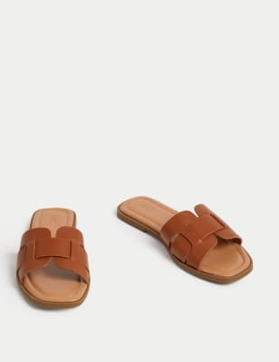 Open toe hot sale mules flat