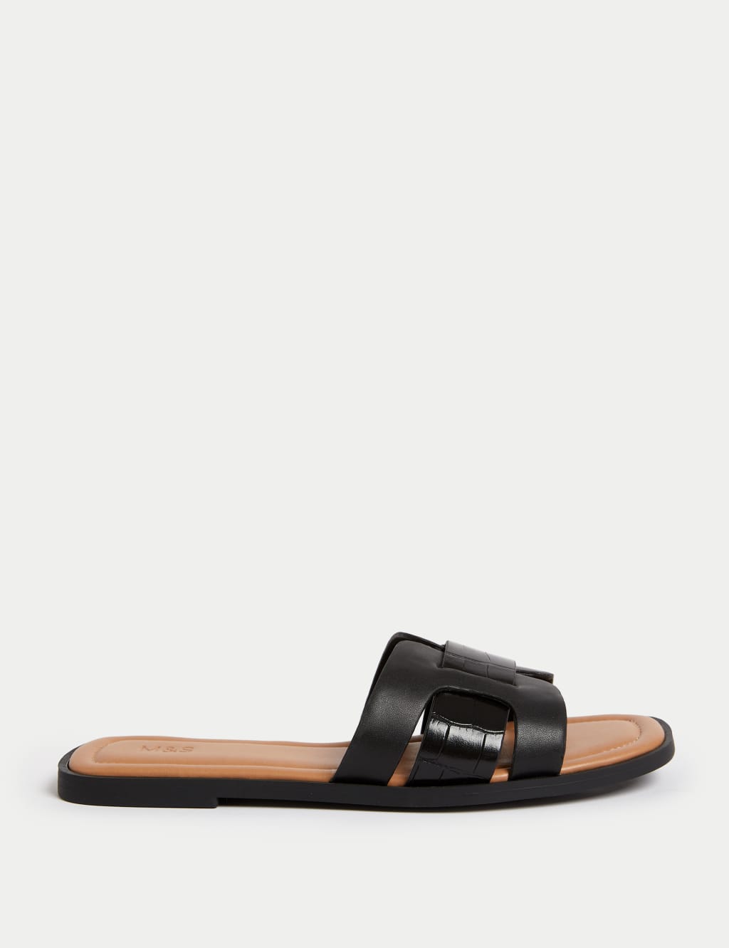 Leather Block Heel Sliders