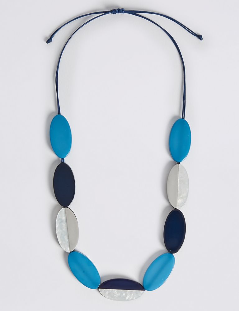 Flat Oval Stripe Cord Necklace 2 of 2