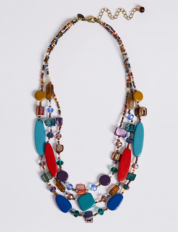 Flat Wood Triple Layer Necklace Image 1 of 2