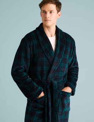 Fleece Checked Dressing Gown M S Collection M S