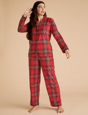Fleece Checked Pyjama Set M S Collection M S