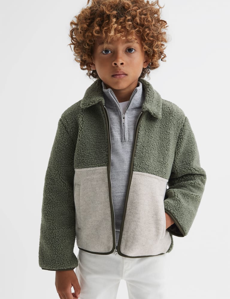 Fleece Colour Block Zip-Through Jacket (3-14 Yrs) 1 of 5