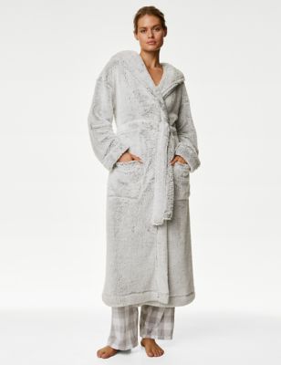 Fleece Hooded Dressing Gown, M&S Collection