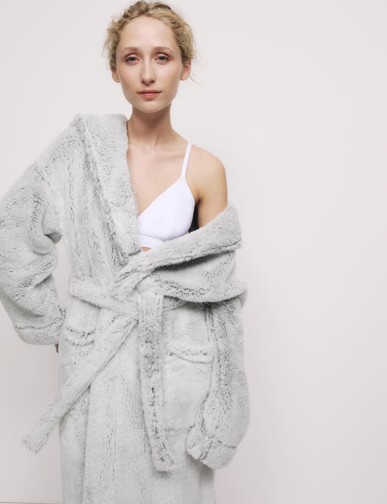 Fleece Hooded Dressing Gown, M&S Collection