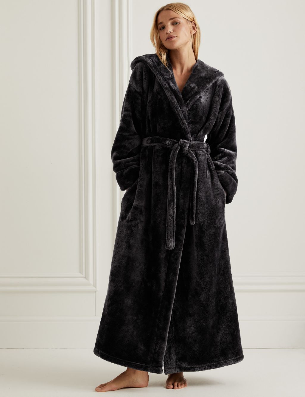 Buy Fleece Hooded Dressing Gown | Rosie | M&S