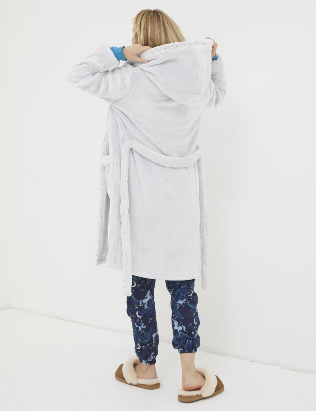 Fleece Hooded Dressing Gown FatFace M&S