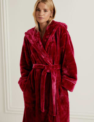 Fleece Hooded Long Dressing Gown Rosie M S