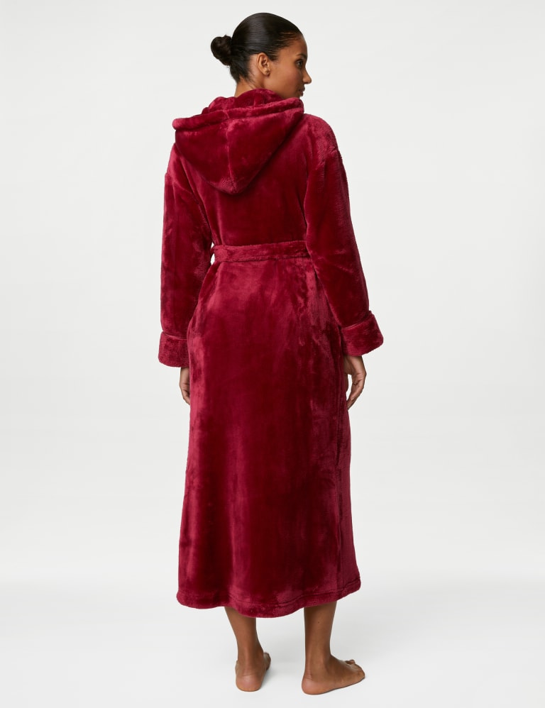 Fleece Hooded Long Dressing Gown | Rosie | Mu0026S