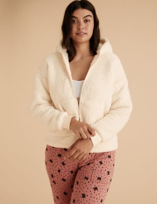 short fleece dressing gown jacket