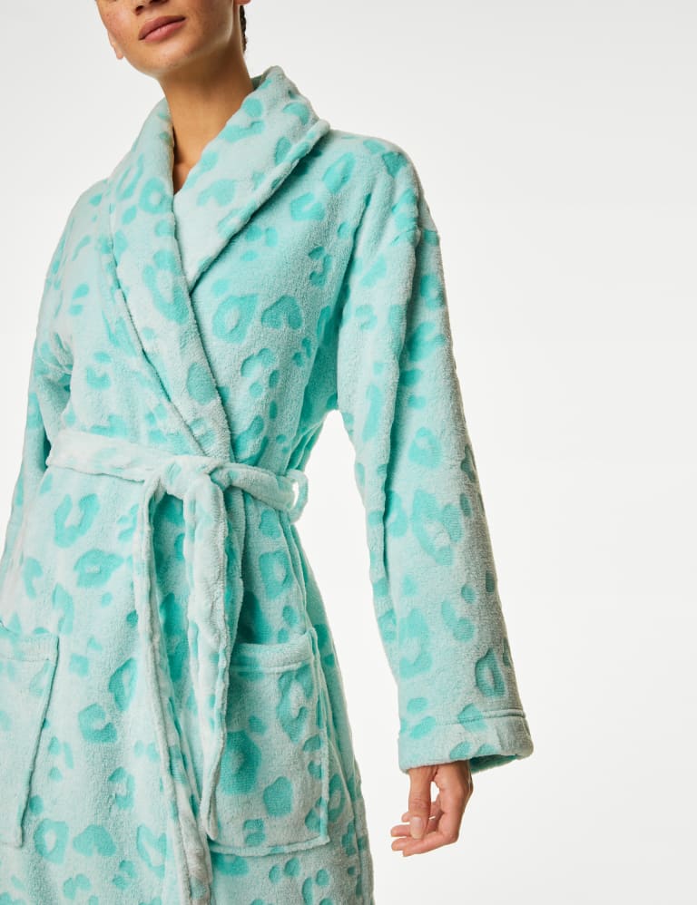 Fleece Leopard Print Dressing Gown