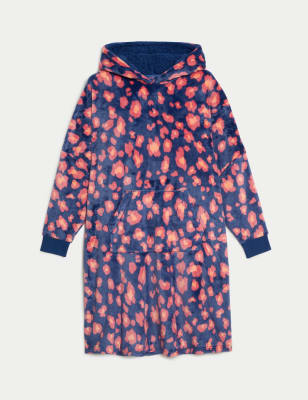 Fleece Leopard Print Oversized Hoodie M S Collection M S