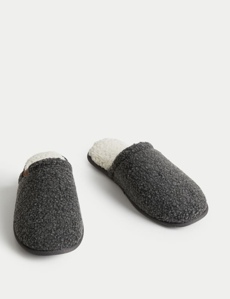 Fleece Lined Mule Slippers with Freshfeet M S Collection M S