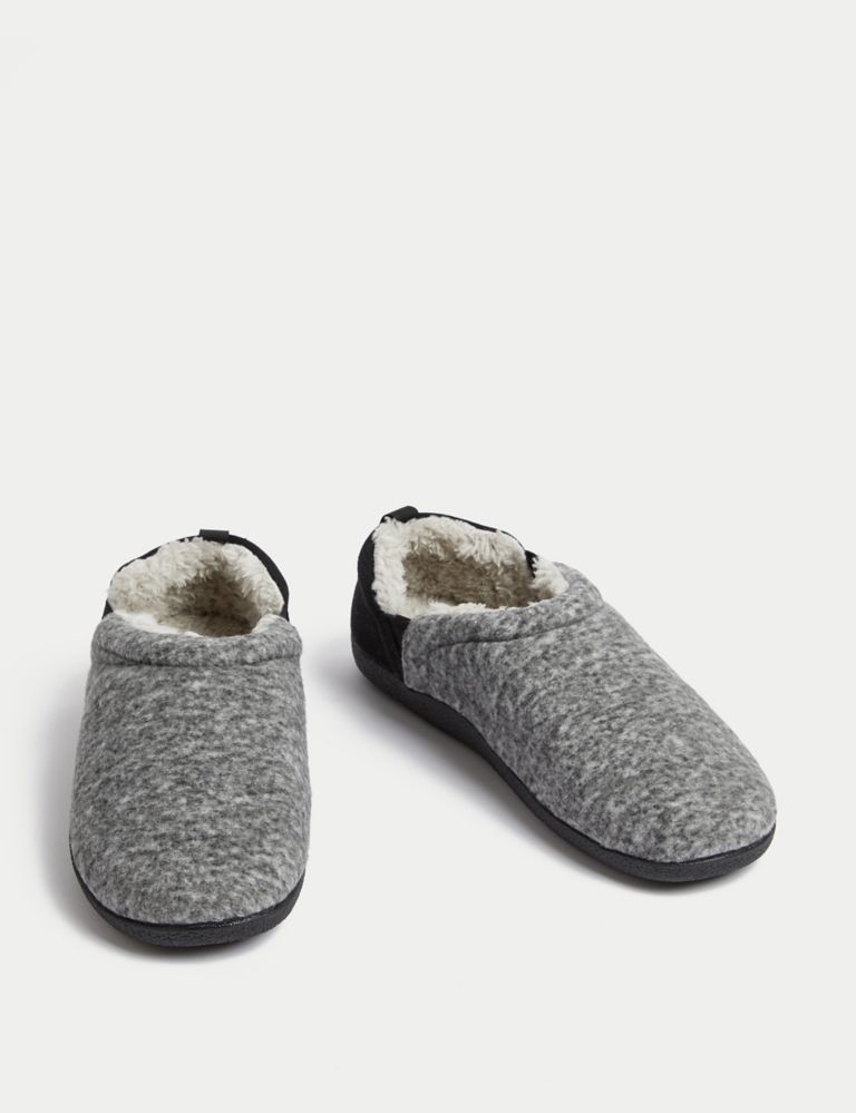 Outbound Women's Fleece Lined Leather Slip-On House Slippers Indoor/Outdoor  Soles, Navy