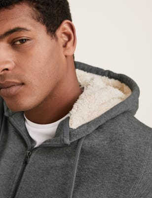 wool lined zip up hoodie