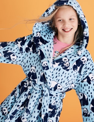 Fleece Panda Print Dressing Gown 6 16 Yrs M S