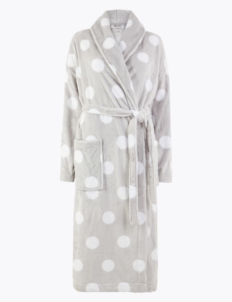 Fleece Polka Dot Dressing Gown | Mu0026S Collection | Mu0026S