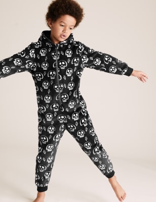 Fleece Skull Print Onesie 6 16 Yrs M S