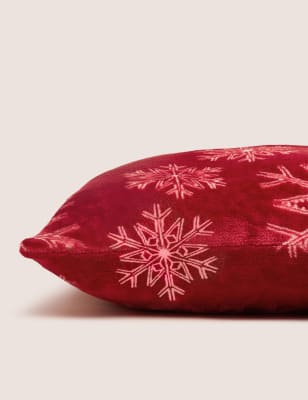 Fleece Snowflake Medium Christmas Cushion M S