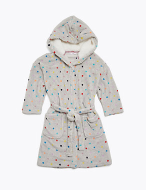 Fleece Spotted Dressing Gown (6-16 Yrs) Image 2 of 4