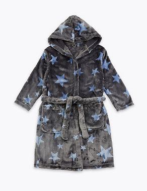Fleece Star Print Dressing Gown (1-16 Yrs) Image 2 of 4