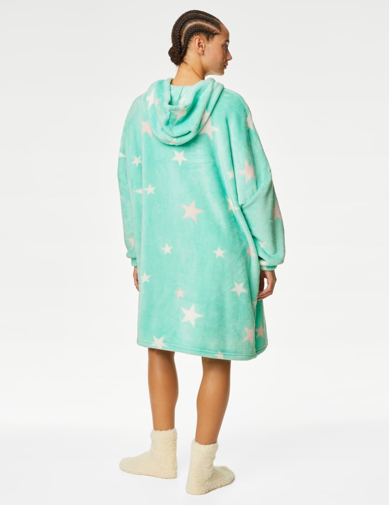 Fleece Star Print Oversized Hoodie M S Collection M S