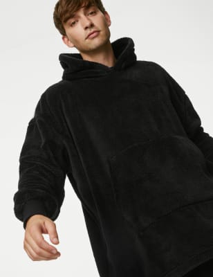 Black fluffy hoodie mens sale