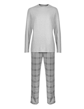 Fleece Thermal T-Shirt & Checked Trousers Set Image 2 of 4