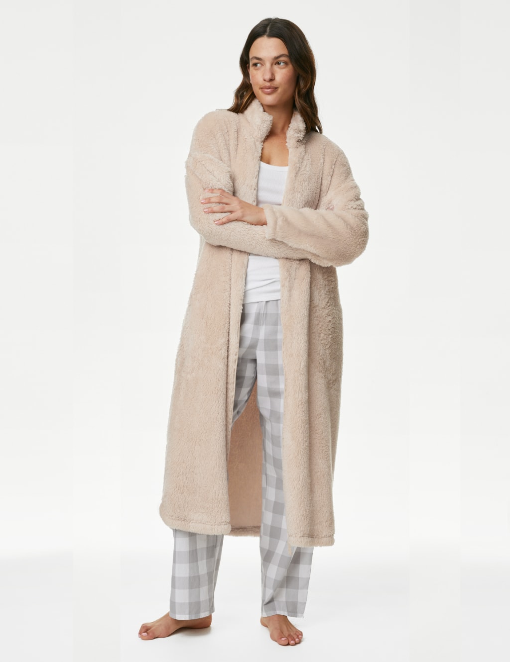Fleece Zip Through Dressing Gown M S Collection M S