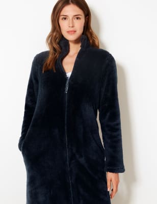 Fleece Zip up Dressing Gown M S Collection M S