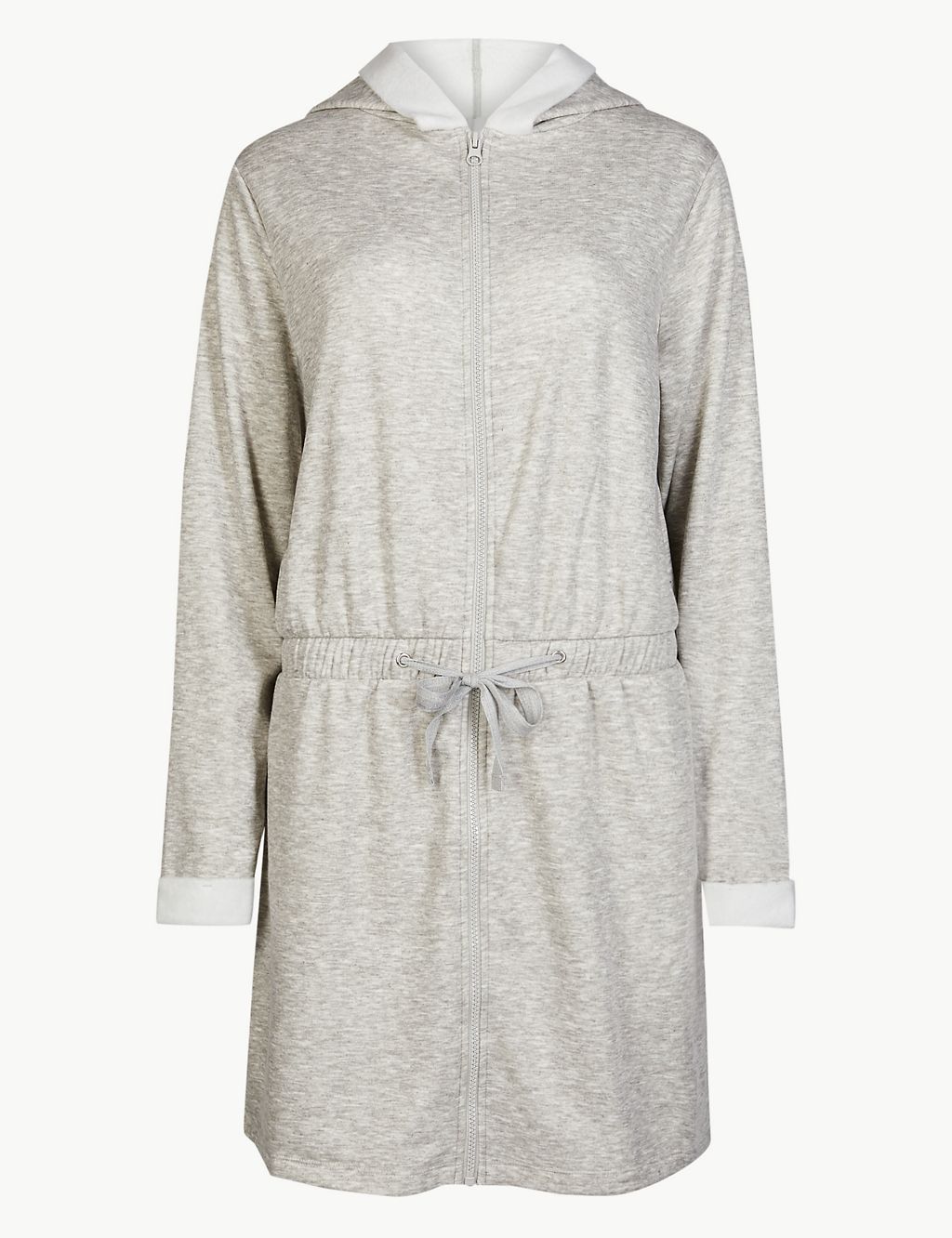 Fleece-lined Zip-up Short Dressing Gown  1 of 4
