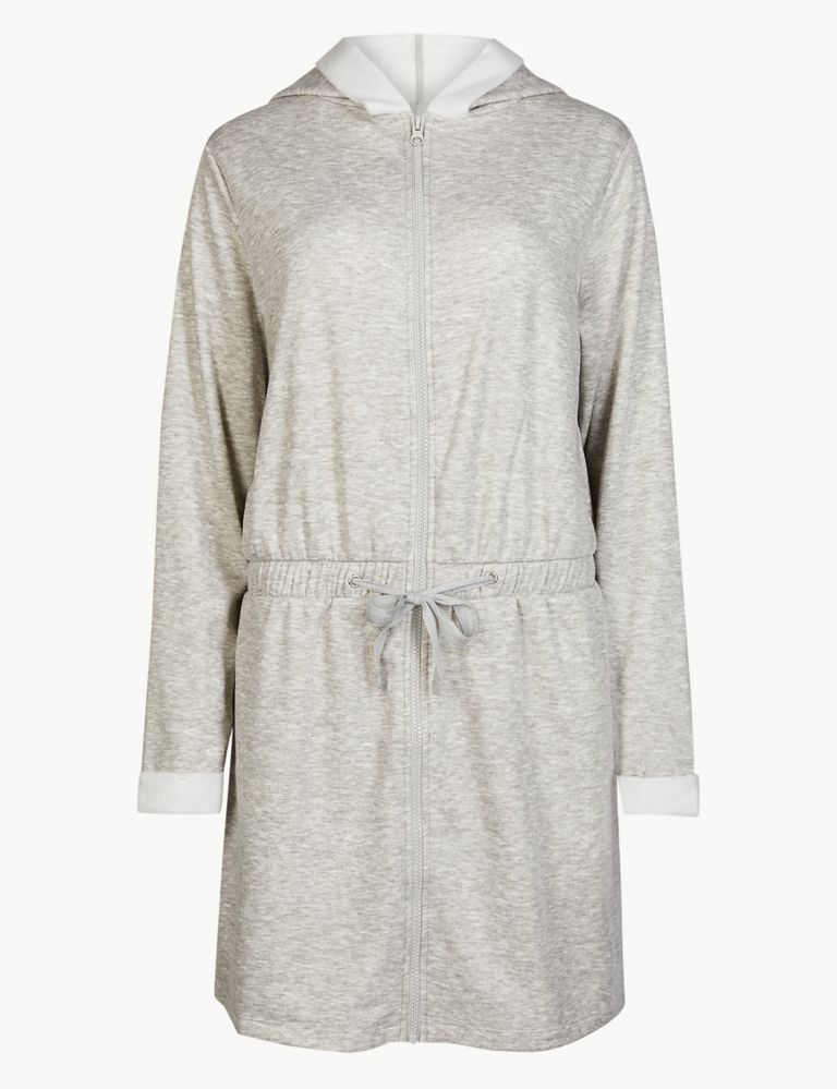 Fleece-lined Zip-up Short Dressing Gown  2 of 4