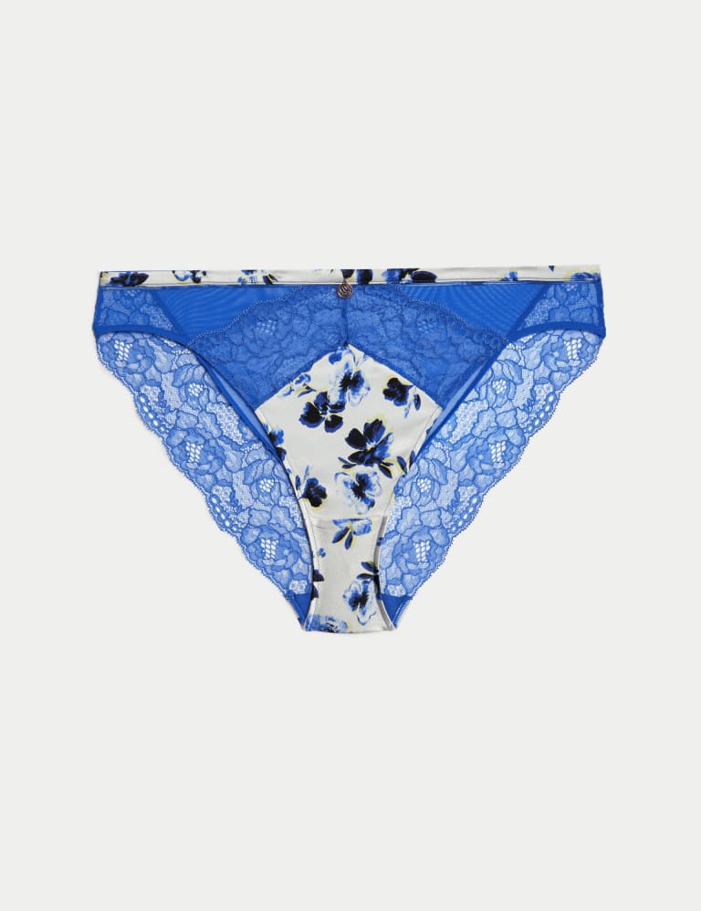 Buy Navy/Cream Floral Print High Leg Cotton and Lace Knickers 4 Pack from  Next USA