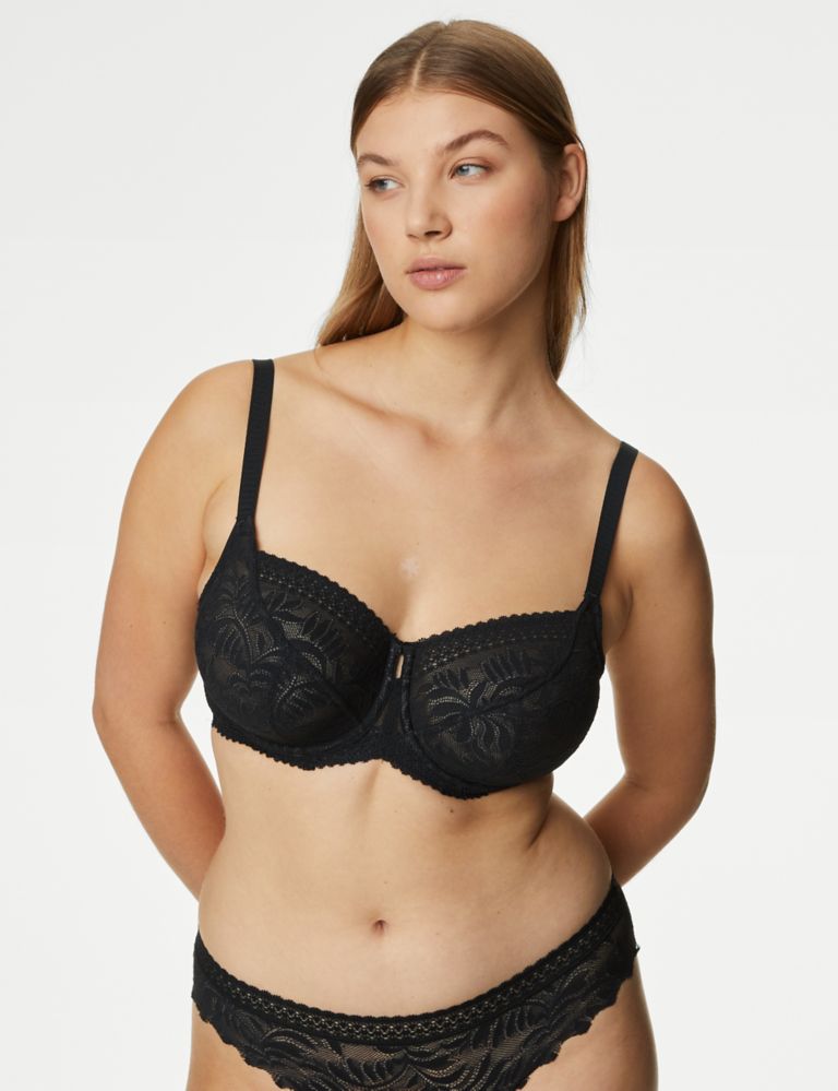 Sheer & Lace Wired Balcony Bra (F-H)