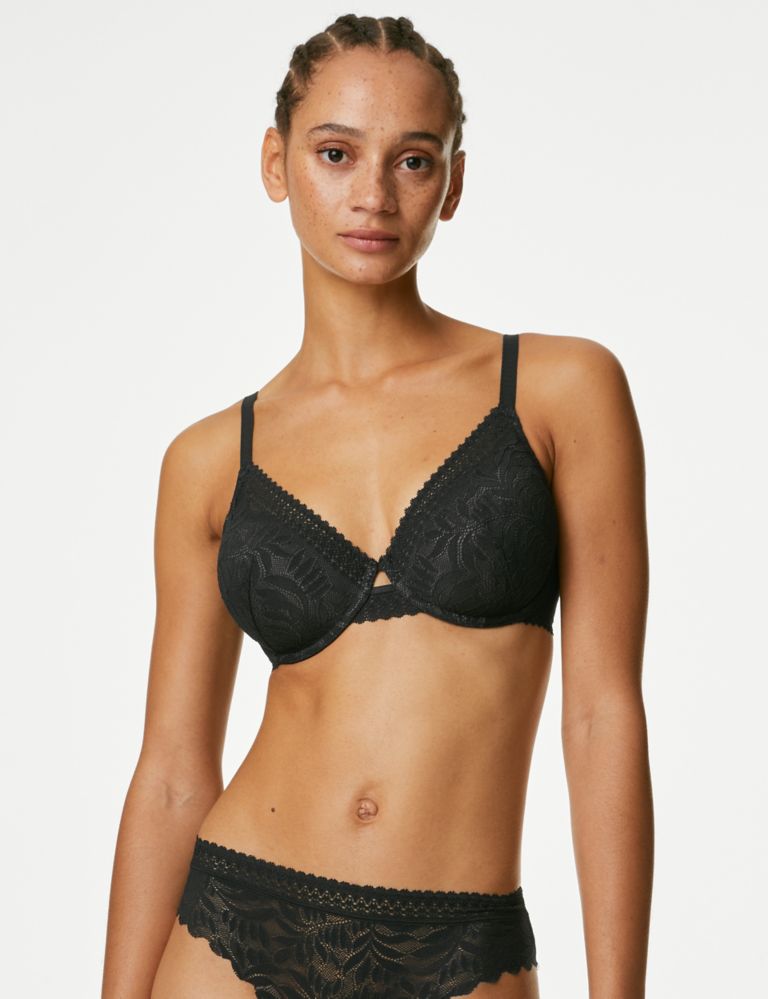 Buy Black Recycled Lace Full Cup Comfort Bra - 36E, Bras