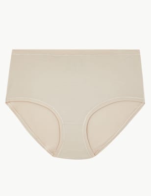M /& S size 24 stretchy Midi Knickers panties briefs lace trim White