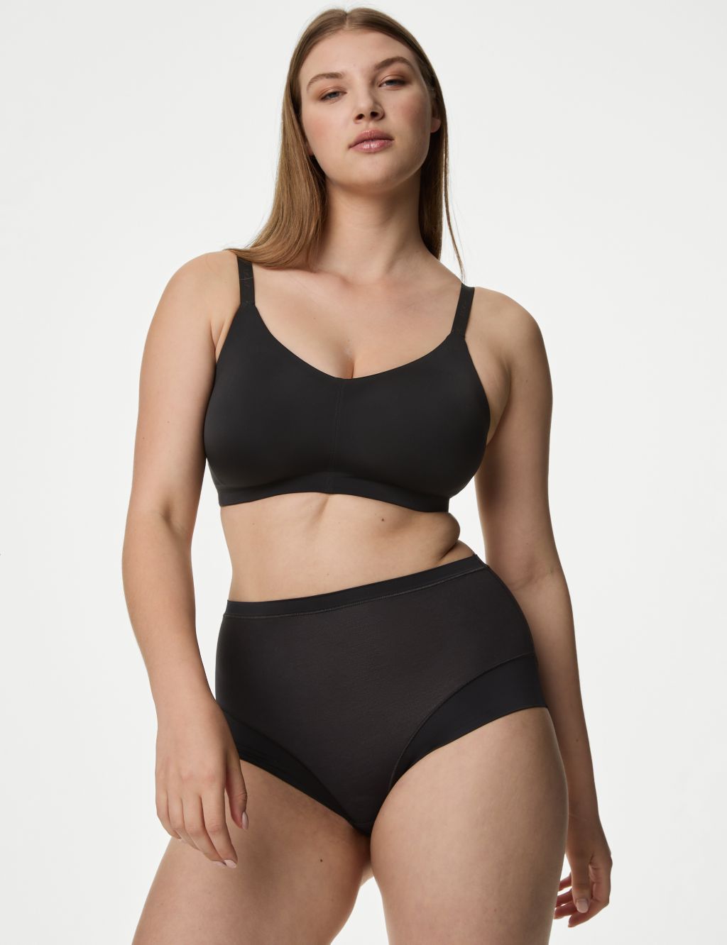 M&S BODY NON WIRED, SMOOTHING FULL CUP Bra with FLEXIFIT In ONYX Size 34B 