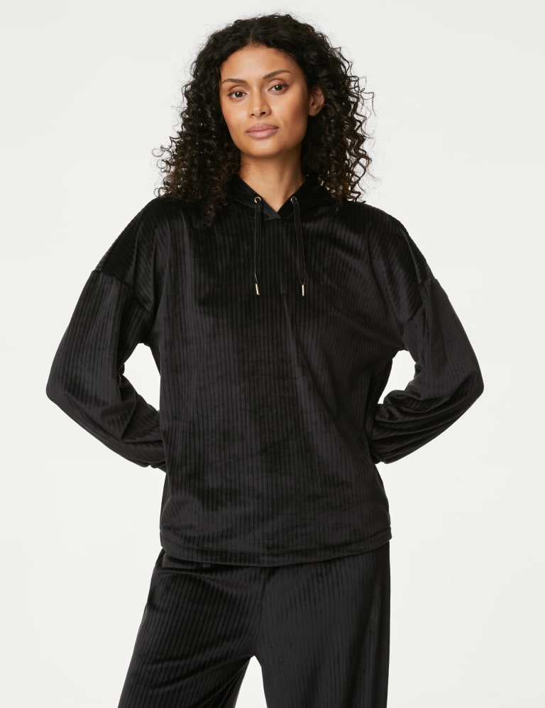 Flexifit™ Velour Rib Lounge Hoodie, Body by M&S