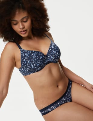 M&s Smoothing Body T Shirt Full Cup Bra Floral Und [Size: 36 Cup: E], Bras  & Bra Sets