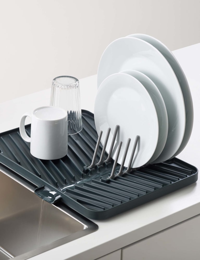 Joseph Joseph Y-rack Dish Rack and Drainboard Set with Cutlery Organizer  Drainer Drying Tray Large for Kitchen, White