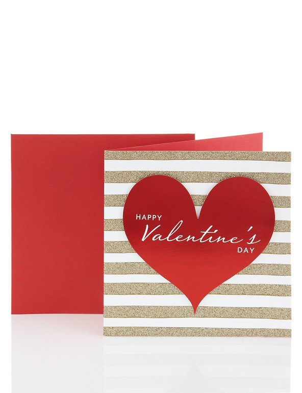 Flitter Stripes Valentine's Day Card Image 1 of 1