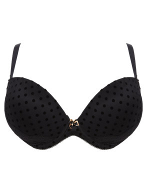 Flock Spotted Padded Plunge DD-GG Bra Image 2 of 4