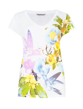 Floral & Bird Print T-Shirt Image 2 of 4