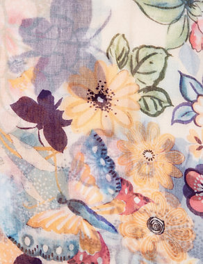 Floral & Butterfly Print Scarf Image 2 of 3