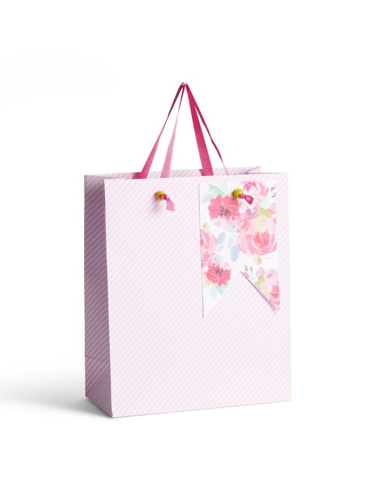 Floral & Candy Stripe Medium Gift Bag 1 of 2