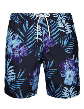 Floral & Leaf Print Quick Dry Swim Shorts Image 2 of 3
