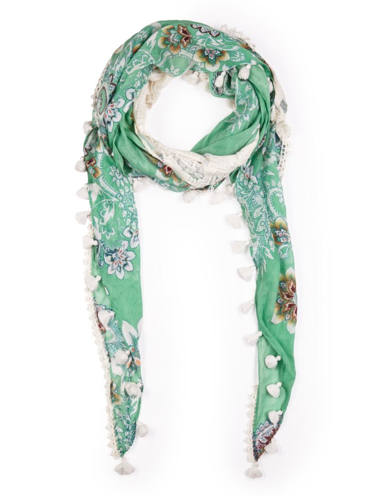 Floral & Paisley Print Scarf 1 of 3