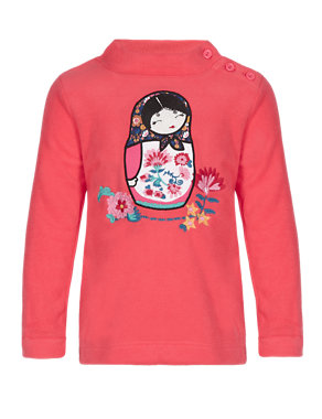 Floral & Russian Doll Embroidered Fleece Top (1-7 Years) Image 2 of 3