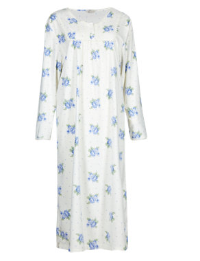 Floral & Spotted Fleece Nightdress Image 2 of 4