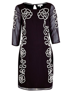 Floral Beaded & Embroidered Tunic Dress Image 2 of 6